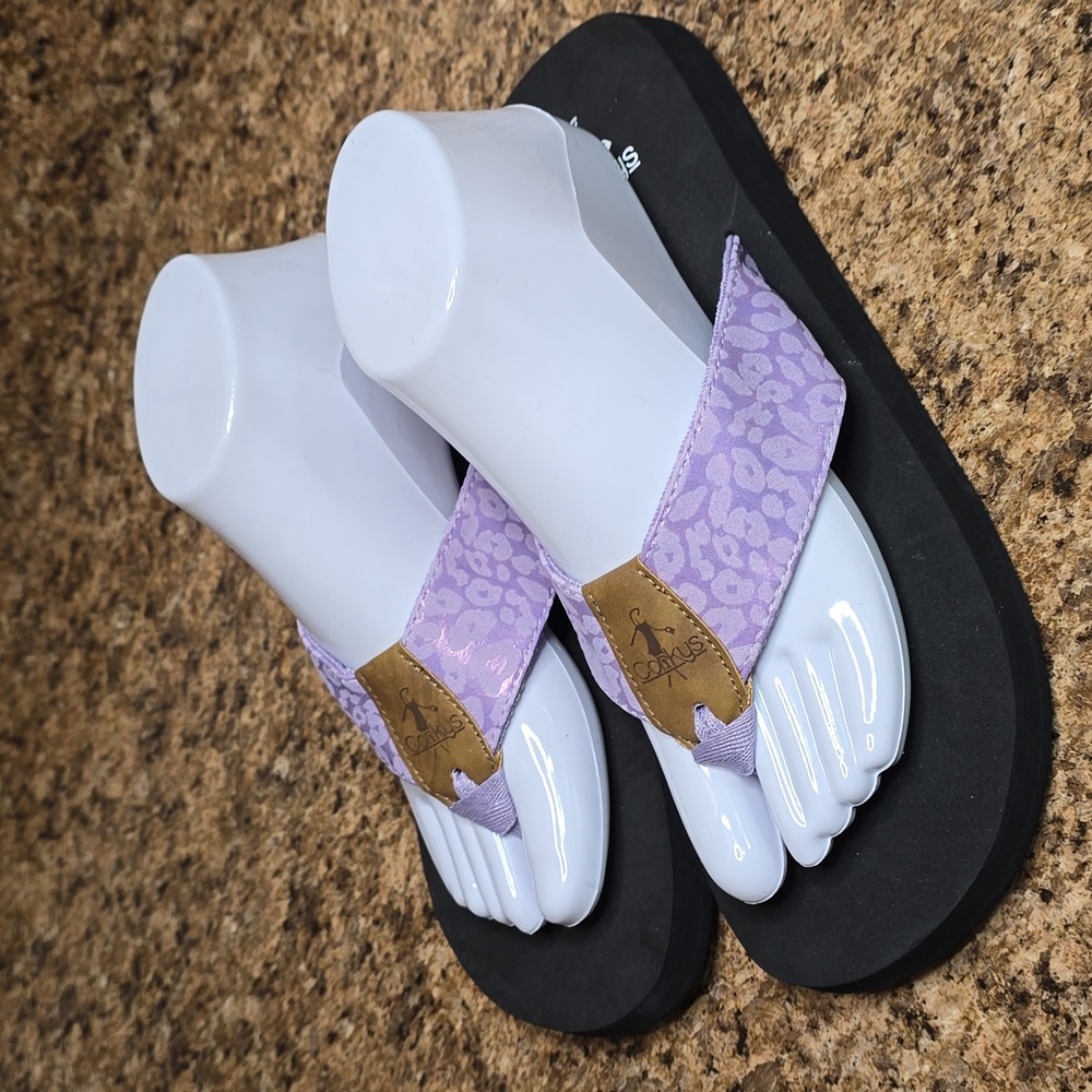 Corky's Ahoy Leopard Print Flip Flop Lavender Siz… - image 2